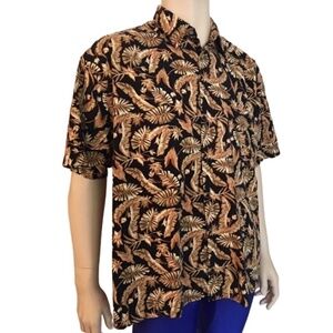 CAMPIA Hawaiian Tiki Shirt Palm Leaves 100% Cotton NWOT